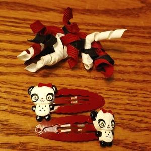 Gymboree Holiday Panda clips and curly